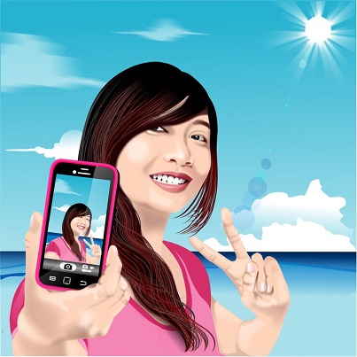The new generation filipino, the millennial filipina taking a selfie, as she is typically self-centred and selfish